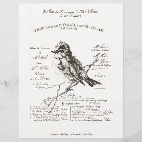 French Music Salon Bird Script Paper