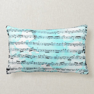 French Music Sheet Blue Lumbar Pillow