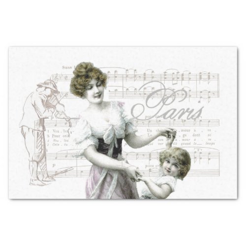 French Music Violinist Dancer Lady Girl Decoupage  Tissue Paper