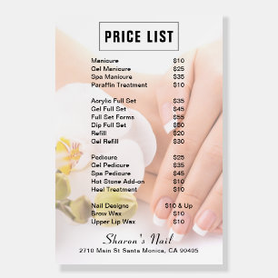 French Nails & Orchids Manicure Salon Price List Foam Board