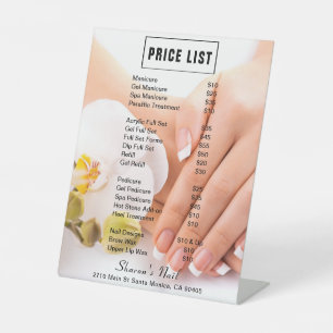 French Nails & Orchids Manicure Salon Price List Pedestal Sign