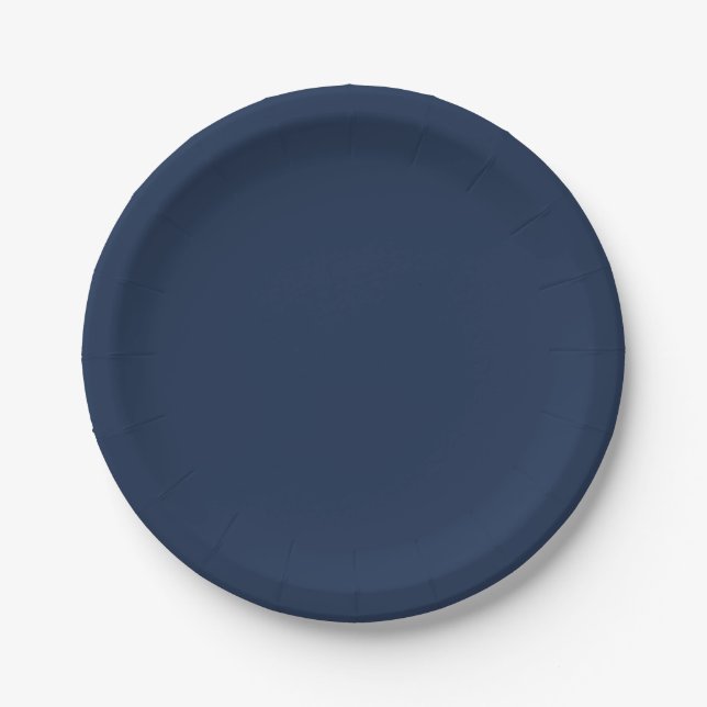 French Navy Blue Solid Color Paper Plates (Front)