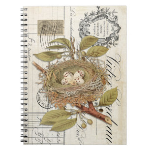 French Nest with Eggs Spiral Journal Notebook 