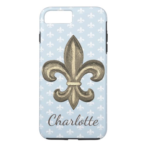 French New Orleans Fleur De Lis  Blue iPhone 8 Plus7 Plus Case