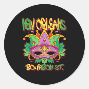 French New Orleans Mardi Gras Bourbon Street Souve Classic Round Sticker