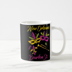 French New Orleans Mardi Gras Souvenir Bourbon Str Coffee Mug