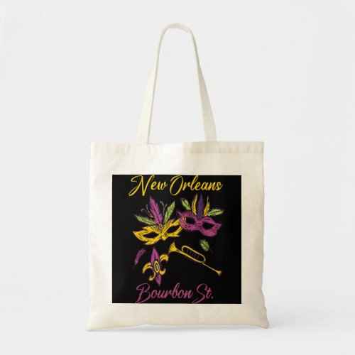 French New Orleans Mardi Gras Souvenir Bourbon Str Tote Bag