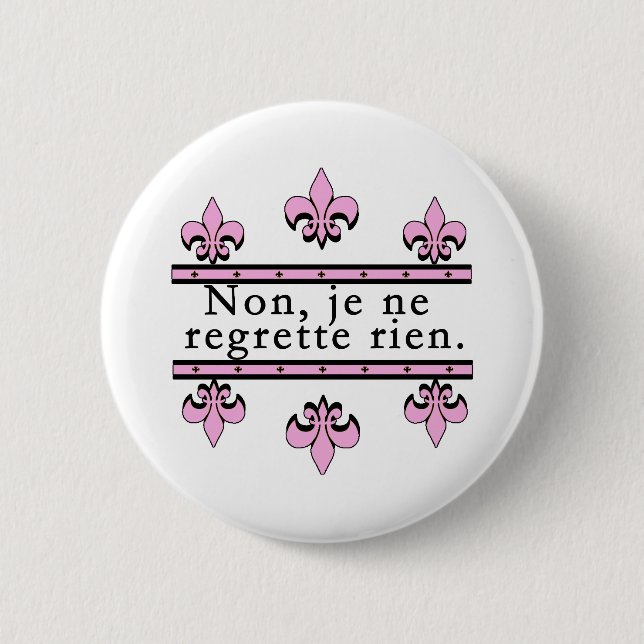 French No Regrets Products Button (Front)