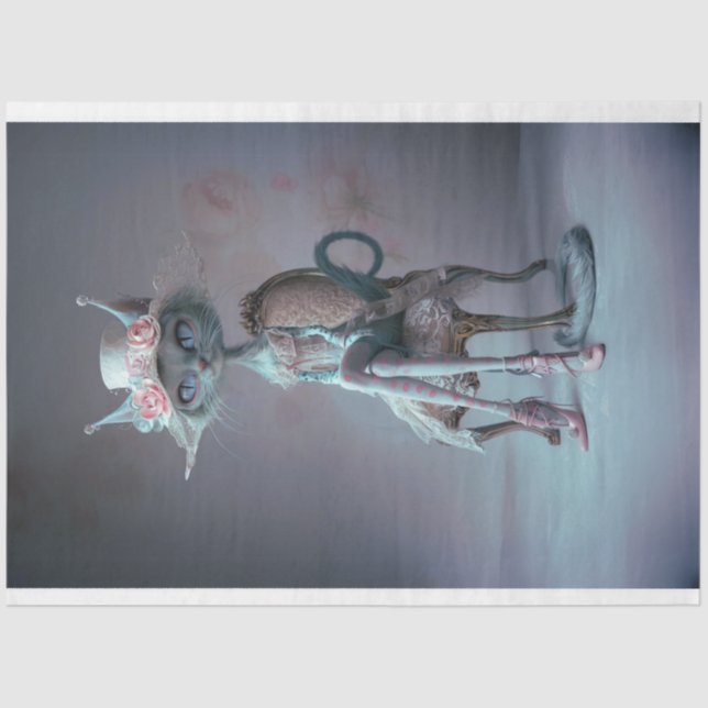 French Nobel Mystical Cat Decoupage Tissue Paper (Front)