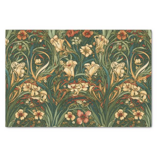 French nouveau inspired field of wildflowers tissue paper