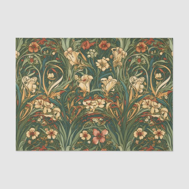French, nouveau inspired field of wildflowers tissue paper (Front)