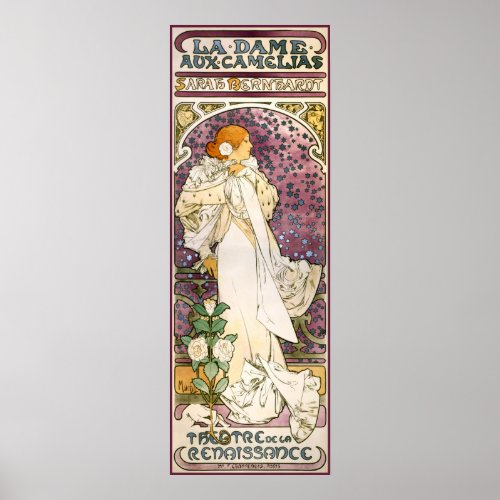 French Nouveau Pinup Theater Girl of Camellias Poster