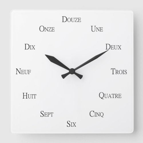 French Numbers Language Learning Personalizable Square Wall Clock