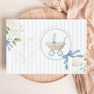 French nursery Vintage carriage Baby Bow Shower Foil Guest Book