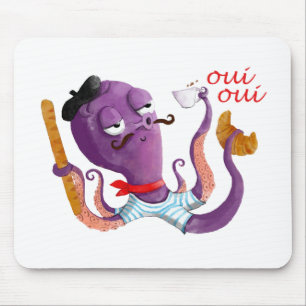 French Octopus Mouse Pad