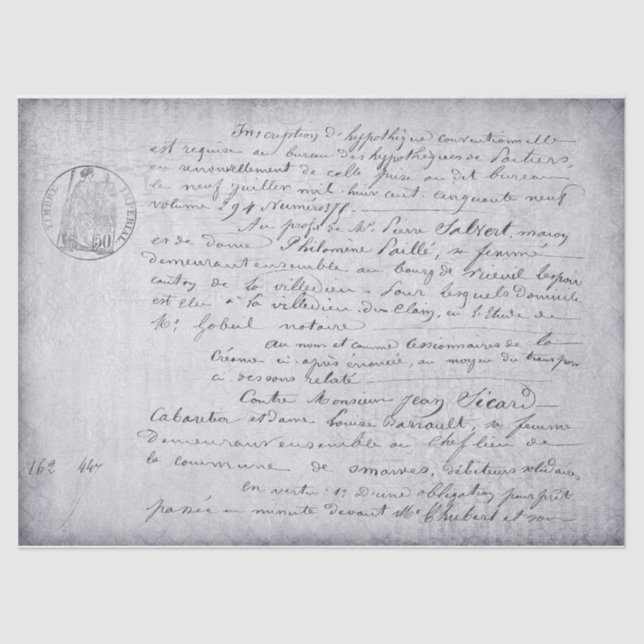 French Old Script Decoupage  Tissue Paper (Front)