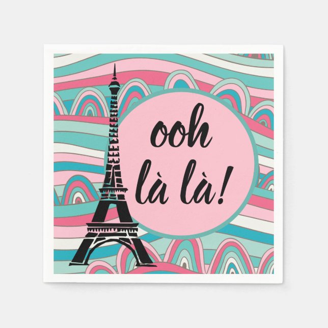 French Ooh la la!/ Monogram with Eiffel Tower Napkins (Front)