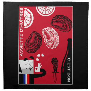 French Oyster Country Kitchen Decor Cloth Napkin