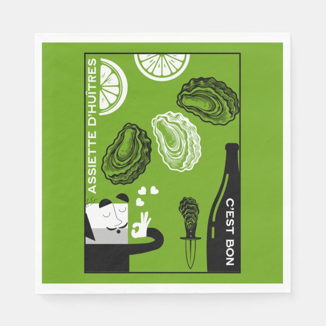 French Oyster Country Kitchen Decor Napkins (Front)