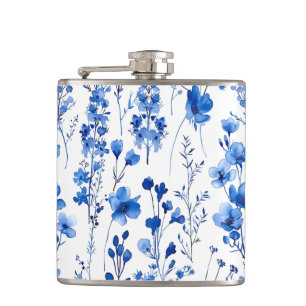 French Paper Wildflowers Pattern Design-98186 Flask