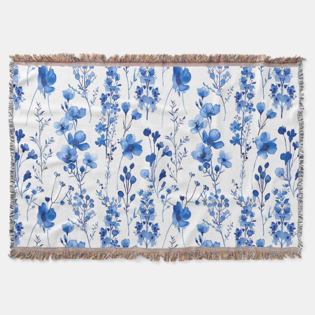 French Paper Wildflowers Pattern Design-98186 Throw Blanket (Front)