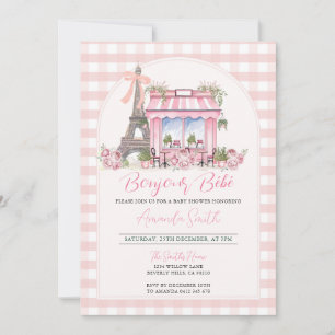 French Paris Baby Shower Bonjour Bebe Invitation