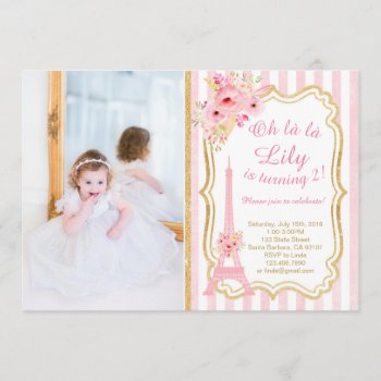 French Paris Birthday Invitation For Girl by Pixabelle at Zazzle
