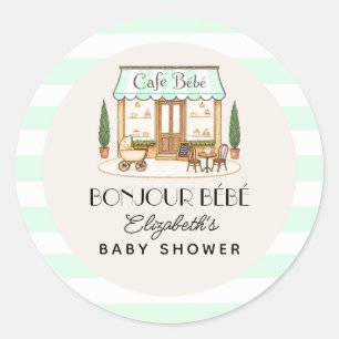 French Paris Cafe Bébé Baby Shower Classic Round Sticker