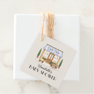 French Paris Cafe Bébé Boy Baby Shower Favor Tags