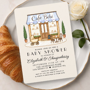 French Paris Cafe Bébé Boy Baby Shower Invitation