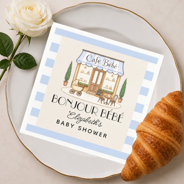 French Paris Cafe Bébé Boy Baby Shower Napkins (Creator Uploaded)