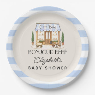 French Paris Cafe Bébé Boy Baby Shower Paper Plates