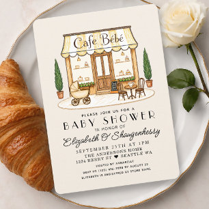 French Paris Cafe Bébé Gender Neutral Baby Shower Invitation
