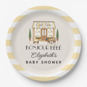 French Paris Cafe Bébé Gender Neutral Baby Shower Paper Plates