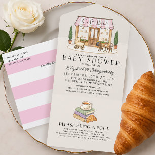 French Paris Cafe Bébé Girl Baby Shower All In One Invitation