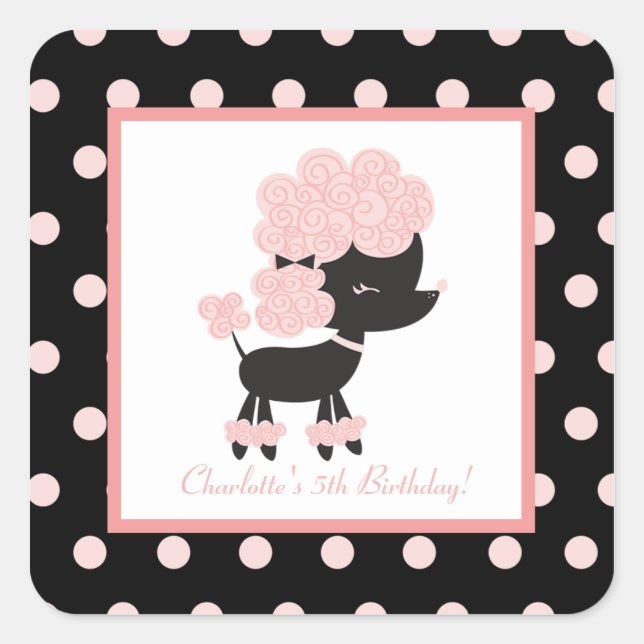 French Paris Poodle Square Envelope Seals (20) (Front)