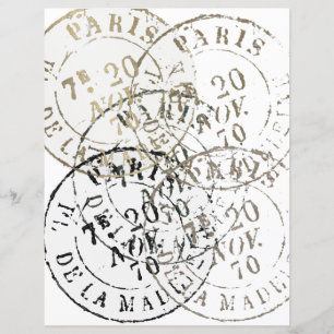 French Paris Postmark Vintage Collage Scrapbook