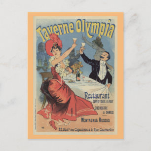 French Paris Restaurant advert by Chéret 1899 Postcard
