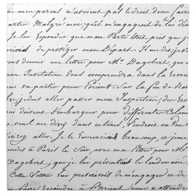 French Paris Script Cloth Napkin (Front)