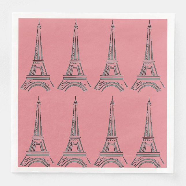 French Paris Themed Party Eiffel Tower Napkins (Front)
