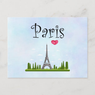 French Paris with Eiffel Tower Postcard