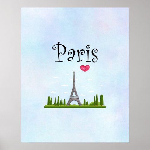 French Paris with Eiffel Tower Poster