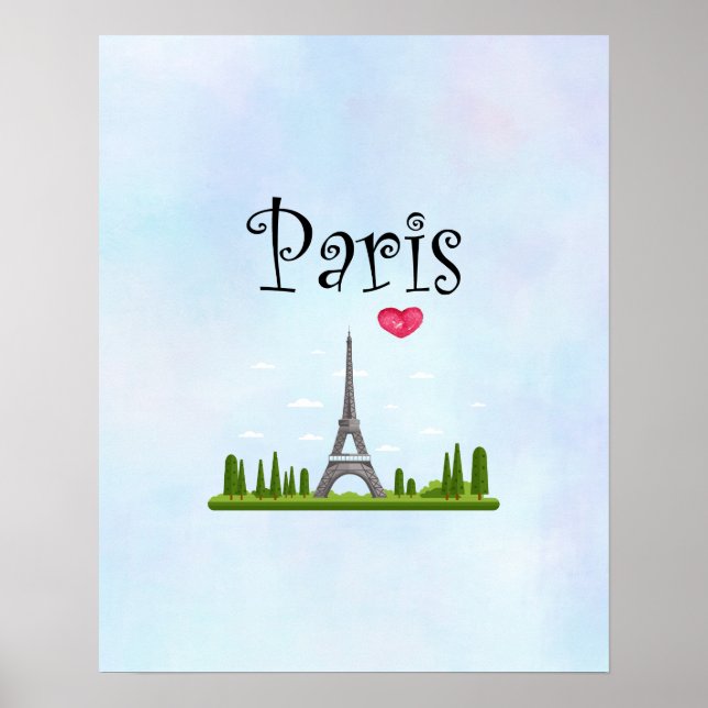 French Paris with Eiffel Tower Poster (Front)