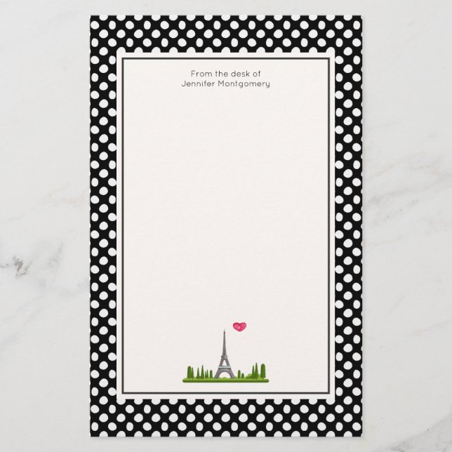 French Paris with Eiffel Tower Stationery (Front)