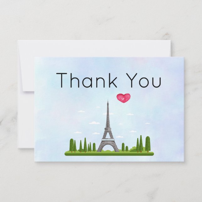 French Paris with Eiffel Tower Thank You Card (Front)