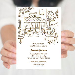 French Parisian Cafe Afternoon Tea Bridal Shower Invitation