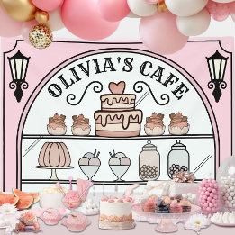 French Parisian Cafe shop window Birthday Backdrop Banner