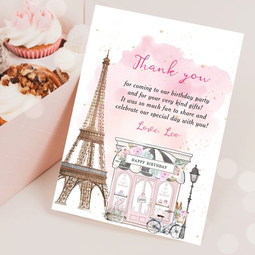 French Parisian Cafe Tea Birthday Thank You Card