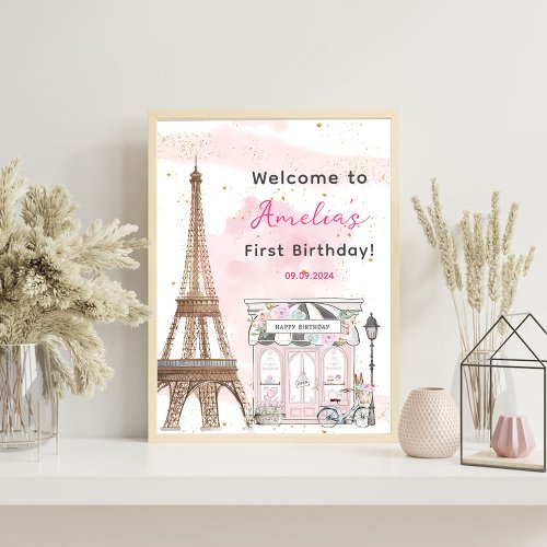 French Parisian Cafe Tea Birthday Welcome Sign