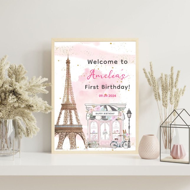 French Parisian Cafe Tea Birthday Welcome Sign (Creator Uploaded)